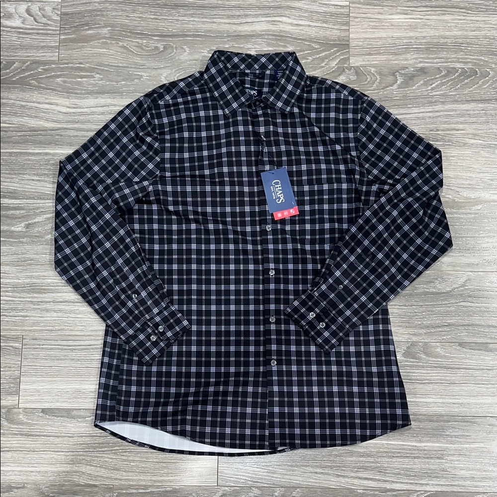 Chaps Black and White Plaid Men's Shirt